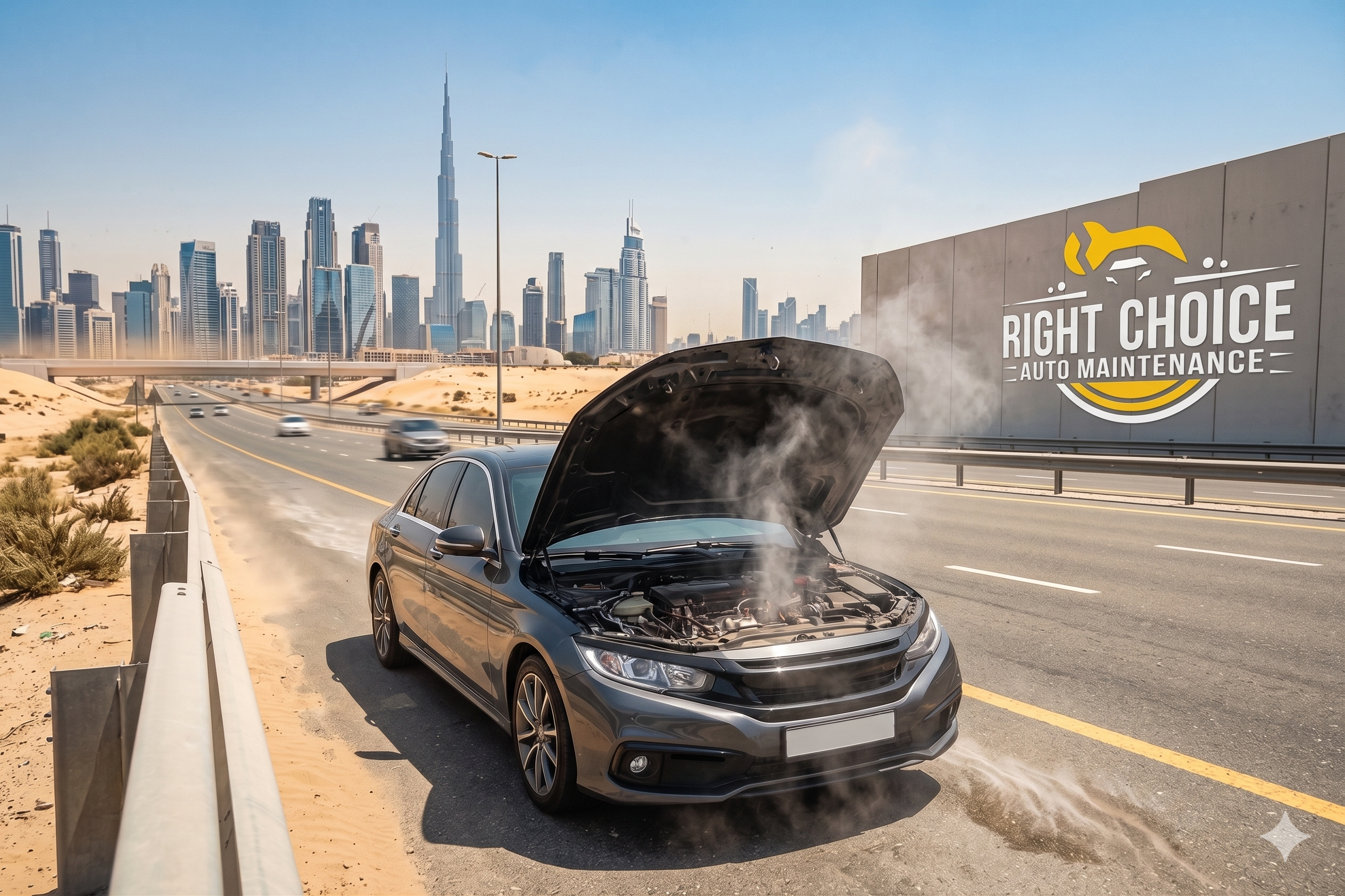 Engine Overheating in Dubai on Hot Highway